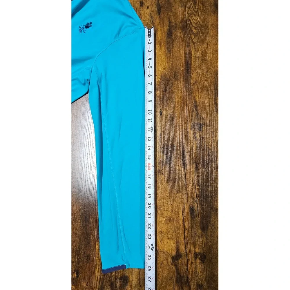 Greyson Men Turquoise Blue Quarter Zip Golf Pullover RR Wolf Logo Size M